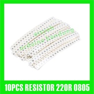 10pcs resistor 220R ohm 0805 smd chip 220 ohm tolerance 1% 1/ 4watt