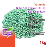 1kg Baja Yaramila  NPK 12-11-18+3MgO+8S+TE / Baja Bunga Buah / Yara Mila Fertilizer / Baja Sebatian