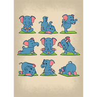 2025 Hot Yoga Cartoon Cute Animal Fox Dog Elephant Art Home Wall Decor Canvas Poster Aesthetics Nurs