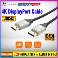J5CREATE JCD42 4K DisplayPort v1.2 Cable/Speeds up to 4K @ 60 Hz & 3D/Data rate up to 21.6 Gbps (2M)