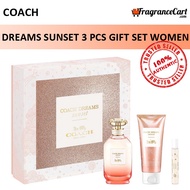 Coach Dreams Sunset 3 Pcs Gift Set for Women (90ml EDP + 7.5ml Travel Spray + Body Lotion) GiftSet [Authentic Perfume]