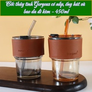 450ml Glass Cup with Lid, Straw, Leather Cover – Gorgeous