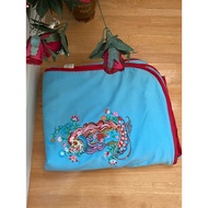 SHISEIDO Ginza Tokyo Large Blanket Blue With Red Edges There Is A Lion Embroidery As Shown In The Pi