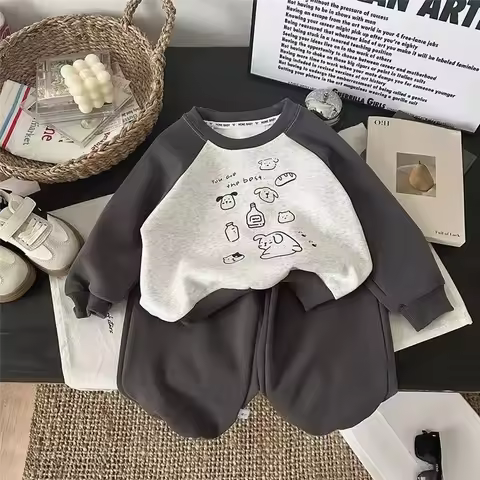 Kids Casual Clothing Sets Children's Sportwear Suits Pullover+Pants 2Pcs Teen Boys Girls Cartoon Swe