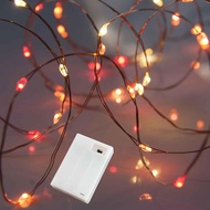 Red Orange Yellow Fairy String Lights 40LED Battery Operated 6Hr Timer Indoor Decor