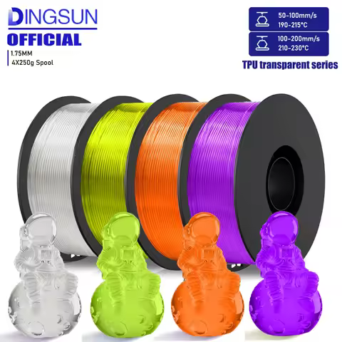 TPU 3D Printer Filament 1.75mm, High Speed 95A Transparent TPU Filament, 250g/500g/1KG, Dimensional 