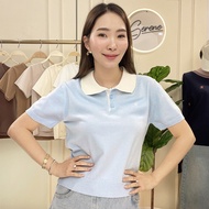 Serenes Choice เสื้อไหมพรม คอปก โปโล ทูโทน แขนสั้น ปักโลโก้ ซีรีน Sweater Two-tone Polo Knit // SR-M