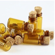 100pcs/Lot 1ml Mini Amber Glass Bottles With Cork Wood Stopper.