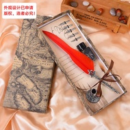 Retro Feather Pen Set Dip Pen Ink Creative Christmas Student Gift Dip Pen