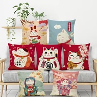 【SG Local Stock】2025 CNY Lucky Cat Pillow case Sofa Cushion Cushion Pillowcase Chinese Decoration Sq