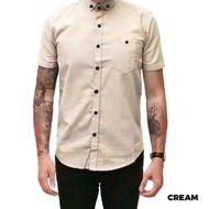 KEMEJA HIJAU Men's cream shirt Men's short-sleeved cream shirt Men's short-sleeved plain shirt Men's