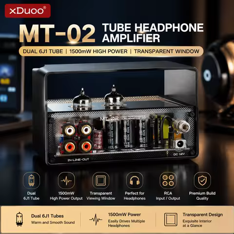 xDuoo MT-02 High Performance Tube Headphone Amplifier MT02 IEM AMPs HPAMP 1500mw power output