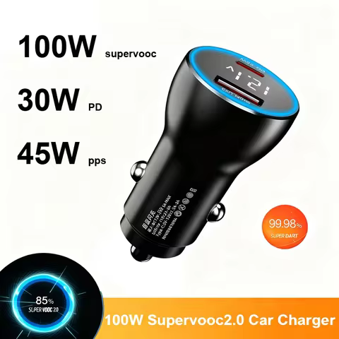 100W SUPERVOOC 2.0 SuperDart + 30W PD 45W PPS Car Fast Charger For iPhone 17 16 SAMSUNG OPPO Find X3