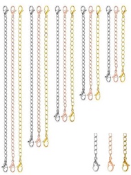 DIY項鍊手鐲加長套裝，項鍊加長鍊，5-15件珠寶加長鍊，龍蝦扣，不銹鋼珠寶手鍊腳鍊項鍊加長鍊（金色，銀色，玫瑰金），長度約為：5.08厘米，7.62厘米，10.16厘米，12厘米，7厘米，12英寸（可能存在誤差和色差），可用於DIY珠寶製作和修理。