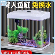 Glass aquarium small household complete set of one-piece molding aquarium hot bending lazy no water change goldfish aquarium