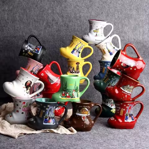 Creative ceramic mugs, Christmas gifts, boots, 3D shaped water cups, Nordic style shoes, water cups,