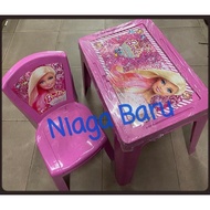 Meja &amp; Kursi Plastik 1 Set Barbie Napolly Khusus Gojek Tokohamdan