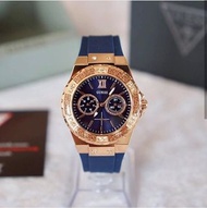 正品GUESS手錶 (U1053L1)藍色錶盤藍色矽膠錶帶石英男 女W1053L1