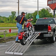 2 ชิ้น * สะพานอลูมิเนียมขนย้ายรถมอไซค์พร้อมสายรัด Motorcycle Loading Ramps + Safety Straps (with 6 m