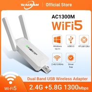 Walram AC1300 WiFi Adapter 1300Mbps USB WiFi Receiver Realtek Driver Free 802.11AC WiFi Dongle For L