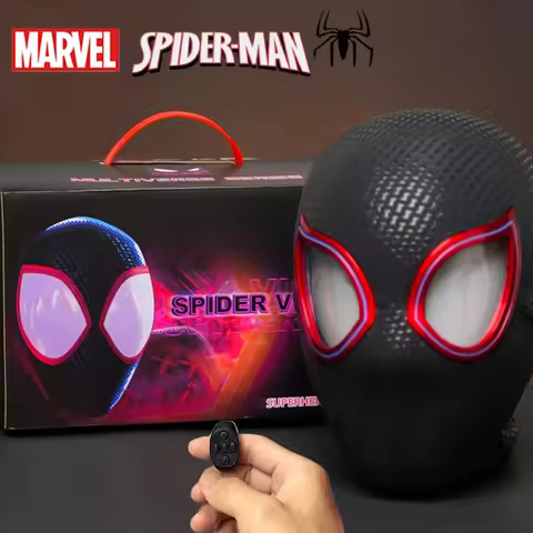 Marvel Mascara Miles Spiderman Headgear Cosplay Moving Eyes Electronic Mask Spider Man 1:1 Remote Co