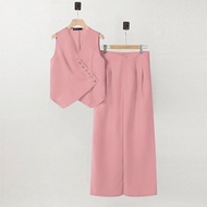 ZANZEA | 2PCS ผู้หญิงฤดูร้อนกางเกงชุด ZANZEA Elegant เสื้อแขนกุด OL ทํางานกางเกงชุดหลวมชุดการจับคู่แ
