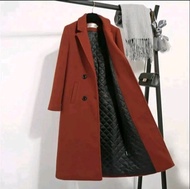 blazer longcoat wanita/pria musim dingin katun polos panjang