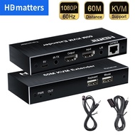60M HDMI KVM Extender Over Cat5e/6 Rj45 Ethernet Cable HDMI KVM Switch Support B Moe Keyboard Extension HDMI Loop IR Rem