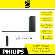 PHILIPS SOUNDBAR 2.1 With Wireless Subwoofer TAB6305 - Black