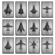 Minimalist Aircraft Design Poster F16 Fighting Falcon Sukhoi Su 27 Canvas Painting Wall Art for Livi