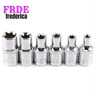 【FRDE】6pcs 1/4 Inch Torx Star Female Bit E Socket Set E4 E5 E6 E7 E8 E10 Hand Tools