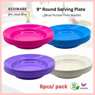 ECOWARE 6pcs 9" Serving Plate/ PP Plate/ Kenduri Plate/ Pinggan Plastik/ Kuah Pinggan Deep Plate 9in