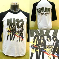 Vintage Reprint Sleeve 3q Three Tribes Print Absorb Kiss Asylum World Tour 1985 - 1986 Band T-shirt