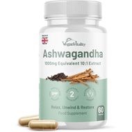 Ashwagandha High Strength 1000mg, Cortisol Reducing Supplements, Organic Ashwagandha Capsules with B