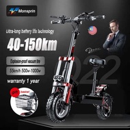 MONSPRIN Q22 Folding Escooter for Adults Electric Scooter 500W/1000W Top Speed 55KM/H Foldable Scooter for Adult 200KG Travel Distance 150KM Waterproof IP54 E-scooter e bike Foldable Scooter for Adult scoter Motorbike 电动滑板车『Warranty 1 Year』