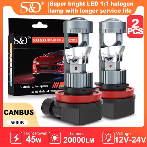S&D H8 H11 LED Canbus 45W 20000LM 9005 HB3 9006 HB4 Fog Light Bulb Car LED HeadLight Mini Auto Lamp 