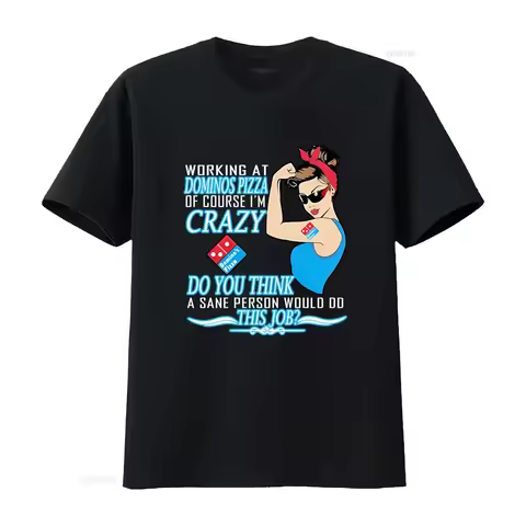 Strong Woman Working At Domino's Pizza Crazy Job T Shirt Size L vintage Washed Stylish Top For Every