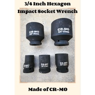 Impact Socket Wrench Hexagon Box Soket 3/4" 6 Points Heavy Duty Air Impact Cr-mo 17-55mm
