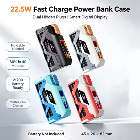 5000mAh Large Capacity Dual Plug Mecha Style Power Bank Capsule Tail Plug Power Bank 22.5W Fast Char