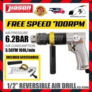 JY XQ-658A / XQ658A 6.2Bar 1/2" Reversible Air Drill 700RPM with Accessories