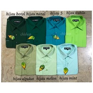 HIJAU KEMEJA GREENFALO MEN'S PLAIN LONG-SLEEVED SHIRT IN STABILO GREEN AVOCADO/ / Olive CHRISTMAS/ S