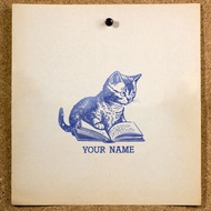 Custom Name Ex Libris Book Stamp | Kitten Design | SE-54 | Personal Library