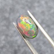 พลอย แบล๊คโอปอล พลอยเเท้ (เอธิโอเปีย). Natural Ethiopian Black Opal | 2.74cts(การัต) | 9.30 X 12.30m