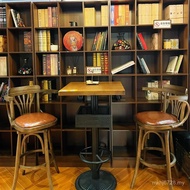American Clear Bar Set Casual Retro Stool Restaurant Bar High Rotating Feet Bar Table Chair Cafe Cha