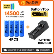 3.7v 4Pcs AA Rechargeable Battery 14500 Lithium 4200mAh + 2 SLOT CHARGER