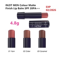 IN2IT MEN Men Colour Matte Finish Lip Balm SPF 20PA++ (Yam / Cider / Caramel) 4.8g (EXP: 02/2026)