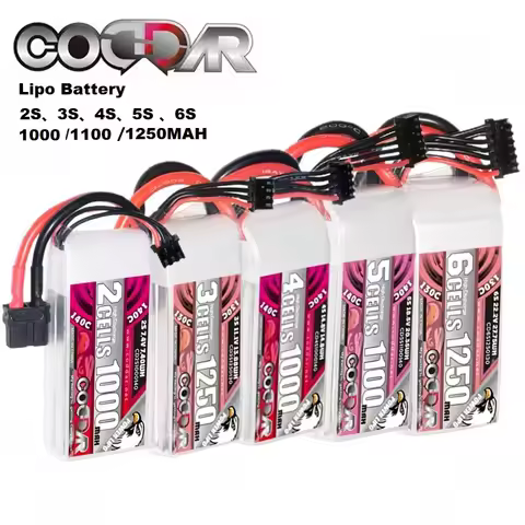 CODDAR RC Drone 2S 3S 4S 5S 6S Lipo Battery 7.4V 11.1V 14.8V 18.5V 22.2V 1000mah 1100mah 1250mah Qua