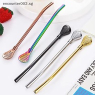 [ER] Colorful 304 Stainless Steel Tea Drinking Straws Spoon Yerba Mate Tea Filter Reusable Metal Kit