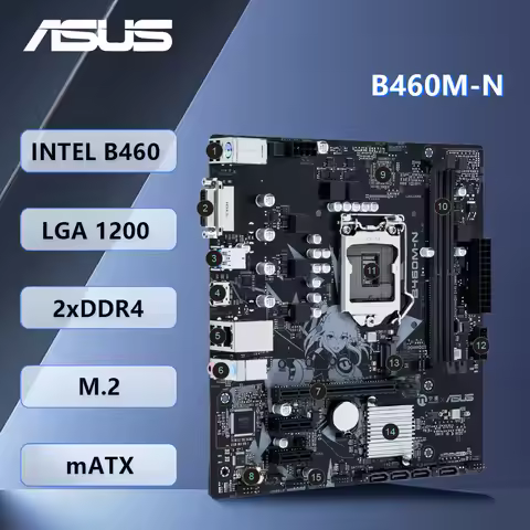 ASUS B460M-N Motherboard Intel B460 LGA 1200 DDR4 M.2 support Core i3-10100 10400 10700 10900 G6505 