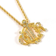 【日本直送 二手美品】迪奧 Christian Dior 項鍊 徽章Logo 金屬/萊茵石 金色